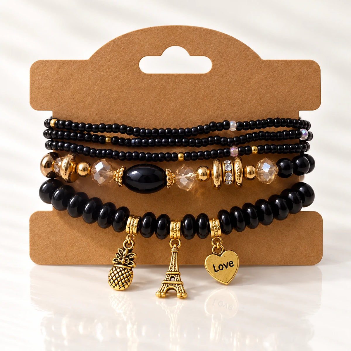 Multicolor Beaded Charm Bracelet Set - 10 Designs