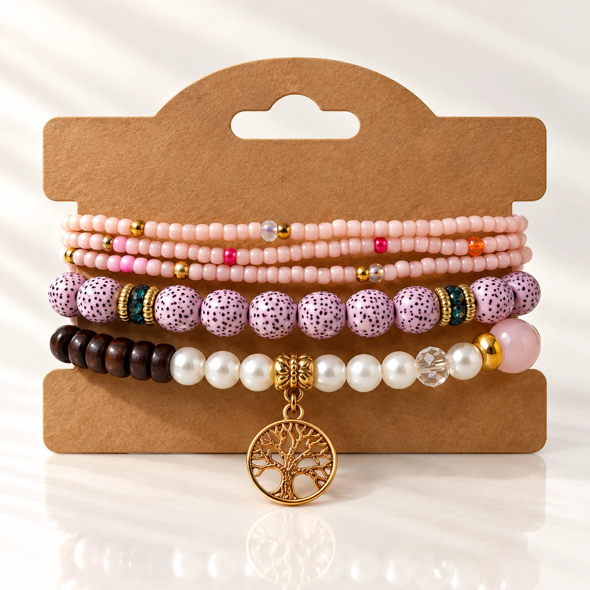 Multicolor Beaded Charm Bracelet Set - 10 Designs