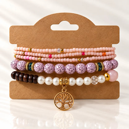 Multicolor Beaded Charm Bracelet Set - 10 Designs