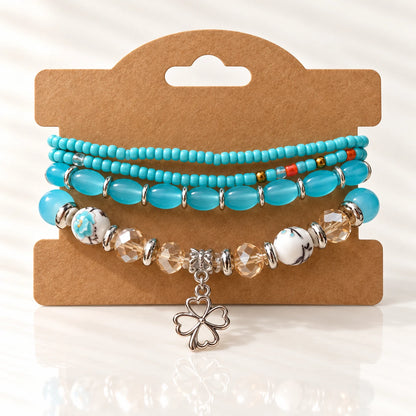 Multicolor Beaded Charm Bracelet Set - 10 Designs