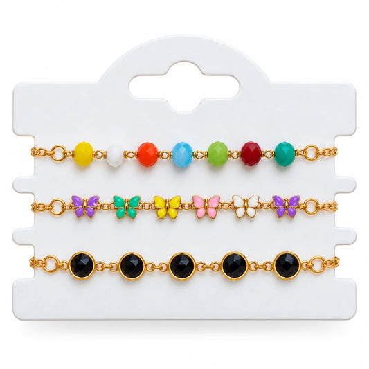 Multicolor Pearl & Crystal Bracelet Set - 4 Designs