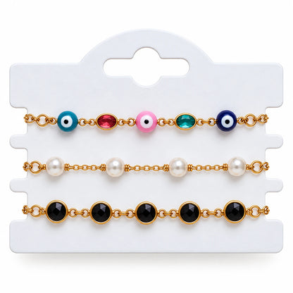 Multicolor Pearl & Crystal Bracelet Set - 4 Designs