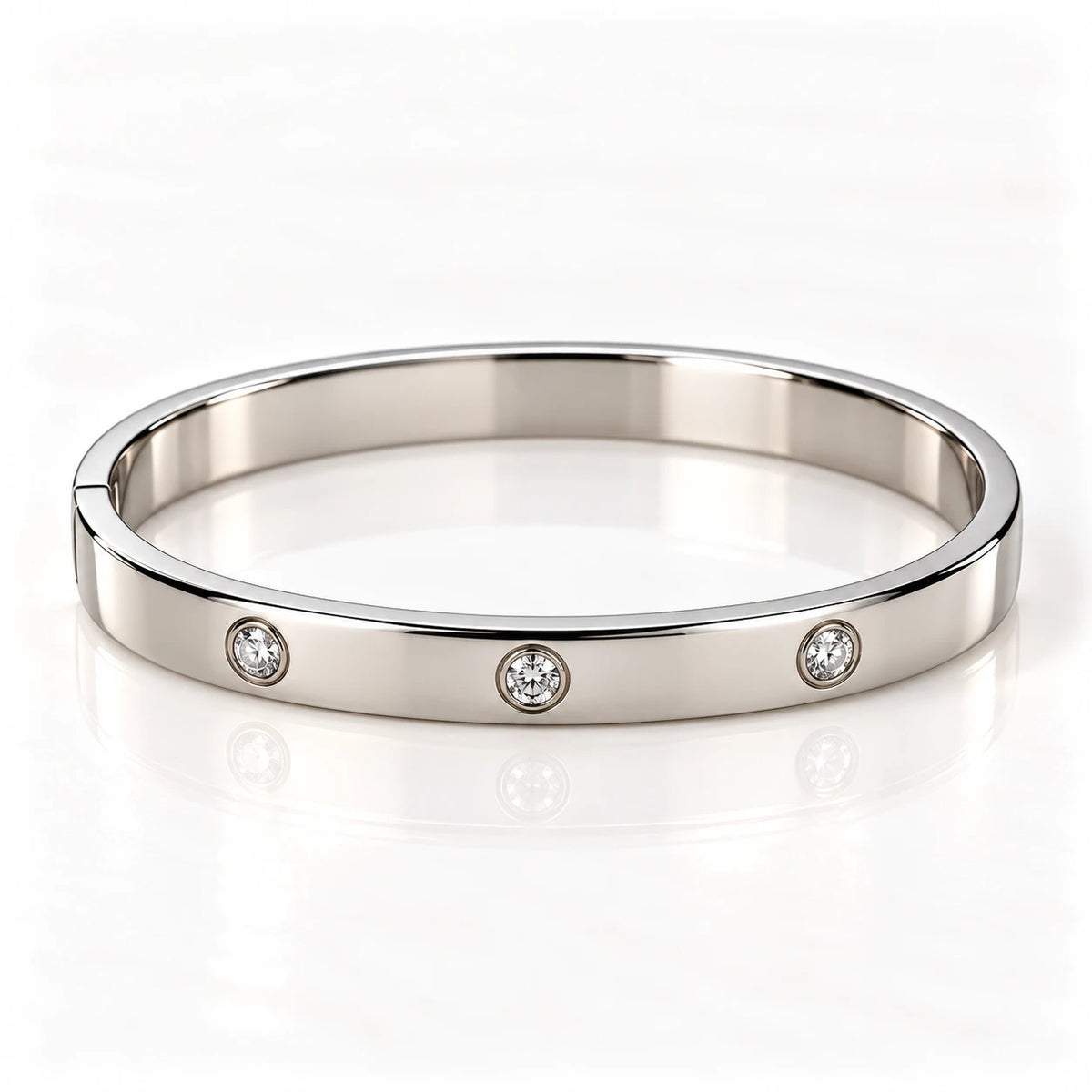 Silver Stainless Steel Crystal Handcuff - 3 Styles