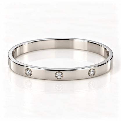 Silver Stainless Steel Crystal Handcuff - 3 Styles