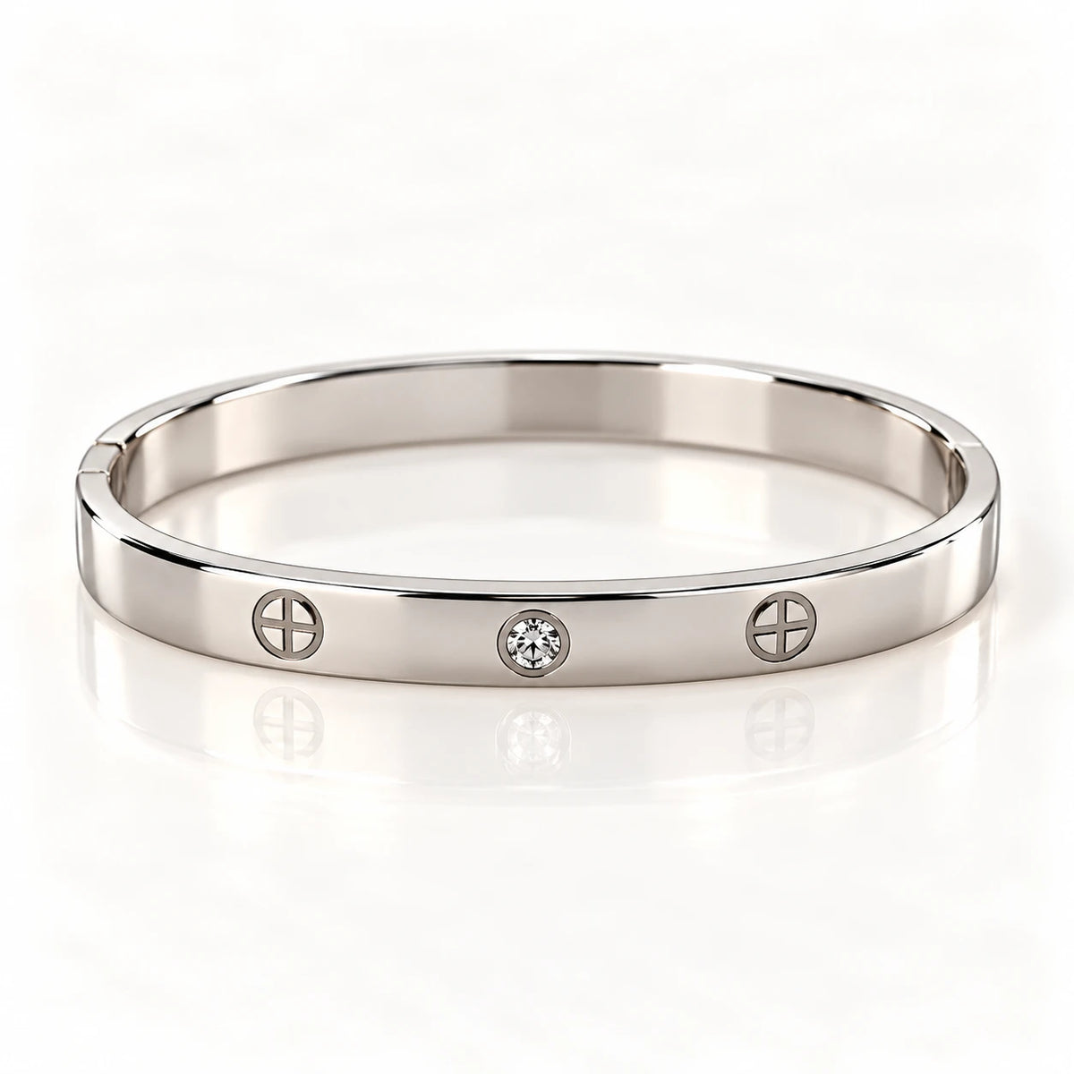 Silver Stainless Steel Crystal Handcuff - 3 Styles