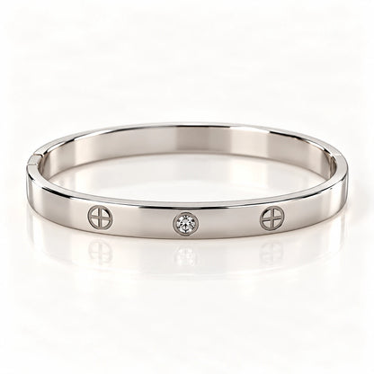 Silver Stainless Steel Crystal Handcuff - 3 Styles