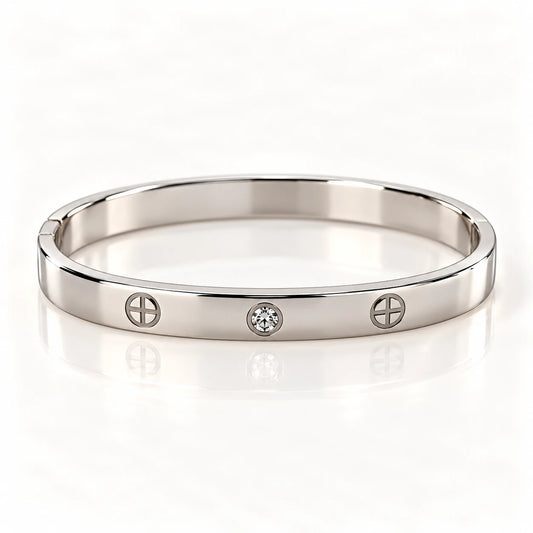 Silver Stainless Steel Crystal Handcuff - 3 Styles