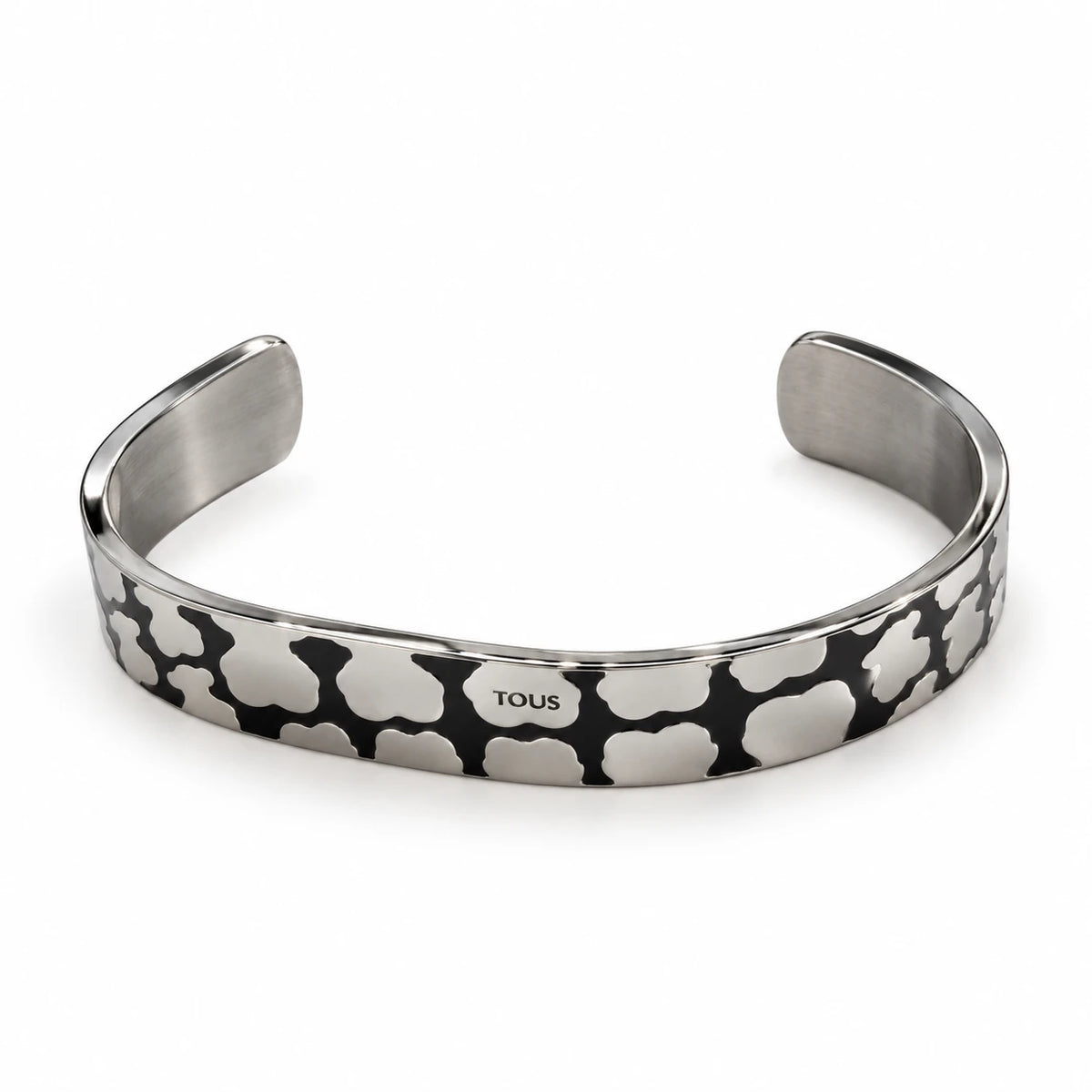 Noir Mosaic Silver Cuff Bracelet - Stainless