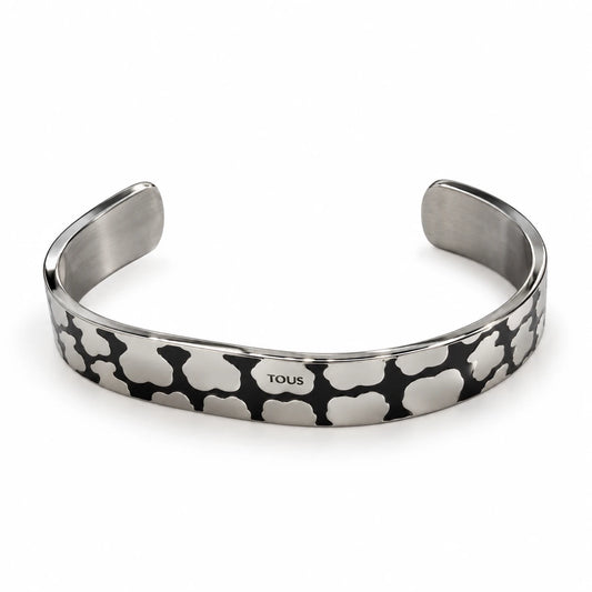 Noir Mosaic Silver Cuff Bracelet - Stainless