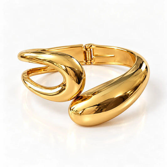 Golden Abstract Wave Stainless Steel Handcuff