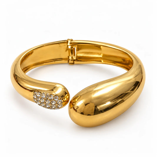 Solara Sculpted Gold Cuff Bracelet - Stainless