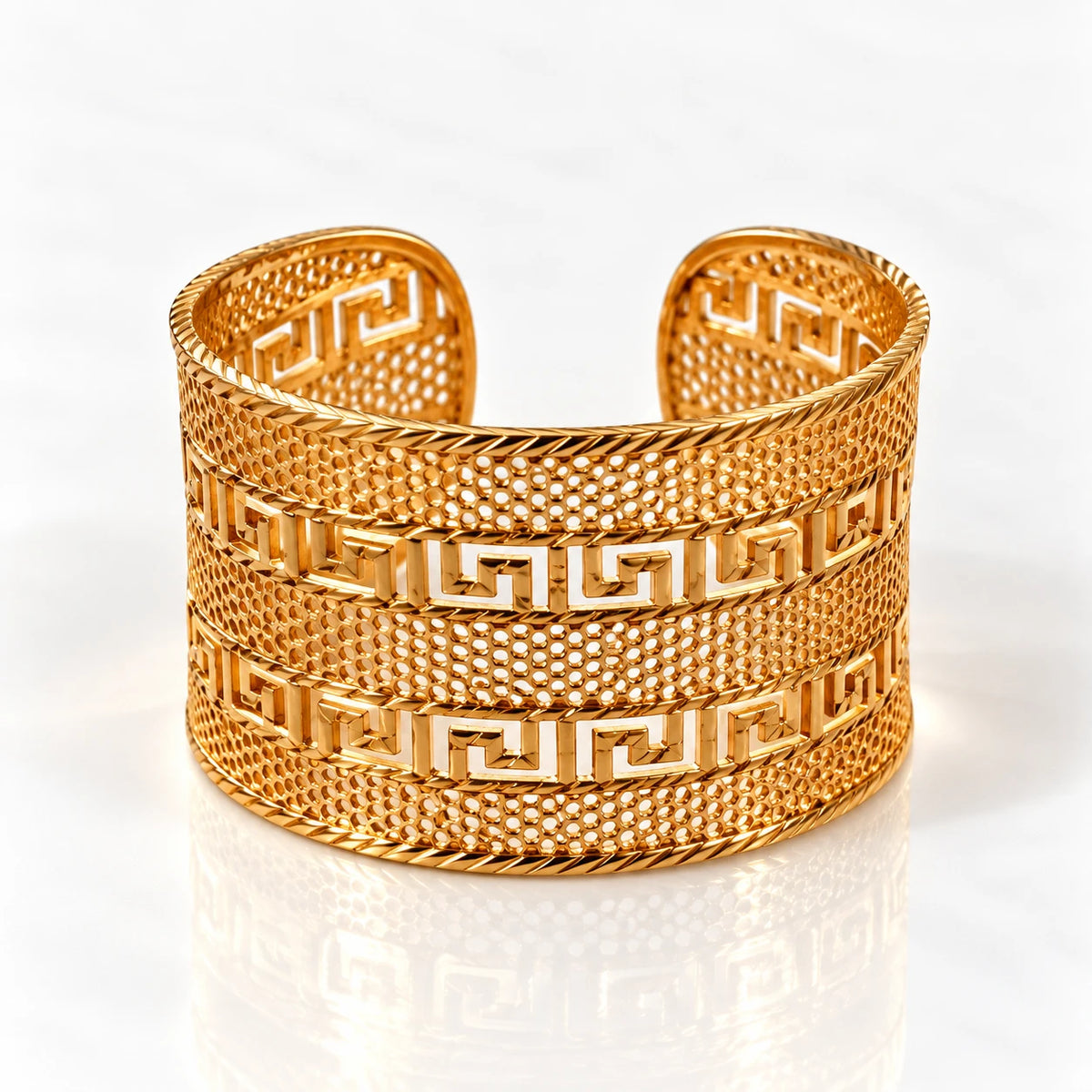 Golden Greek Pattern Stainless Steel Handcuff