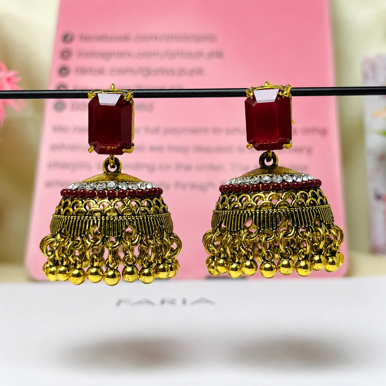 Ruby Royale Jhumka Set