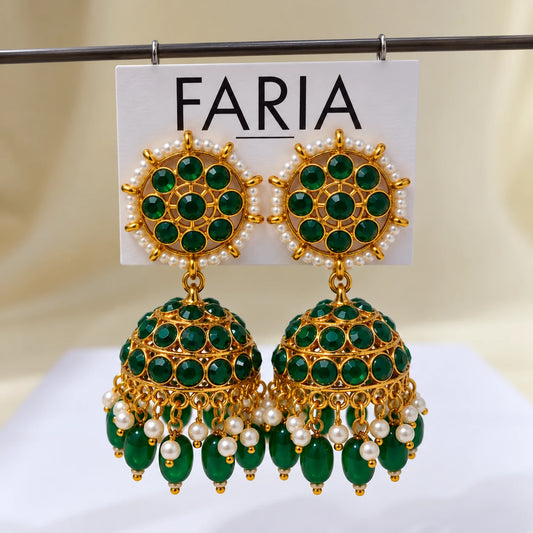 Emerald Pearl Mosaic Jhumka