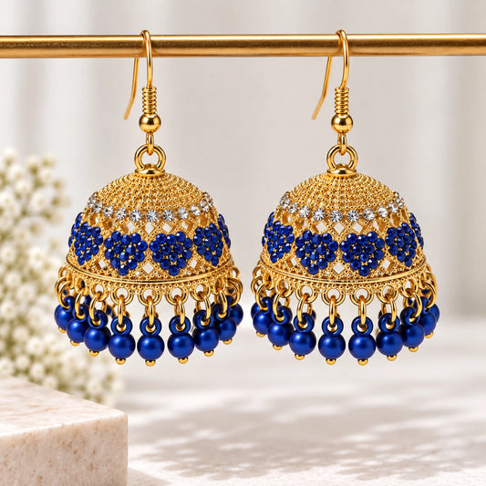 Sapphire Beaded Dome Charm Jhumka