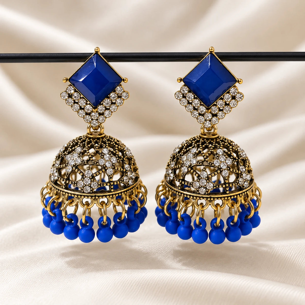 Royal Sapphire Crystal Jhumka