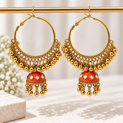 Royal Jhumka Hoop Earrings - 4 Color