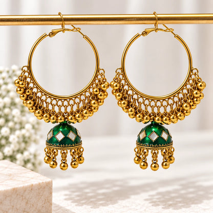 Royal Jhumka Hoop Earrings - 4 Color