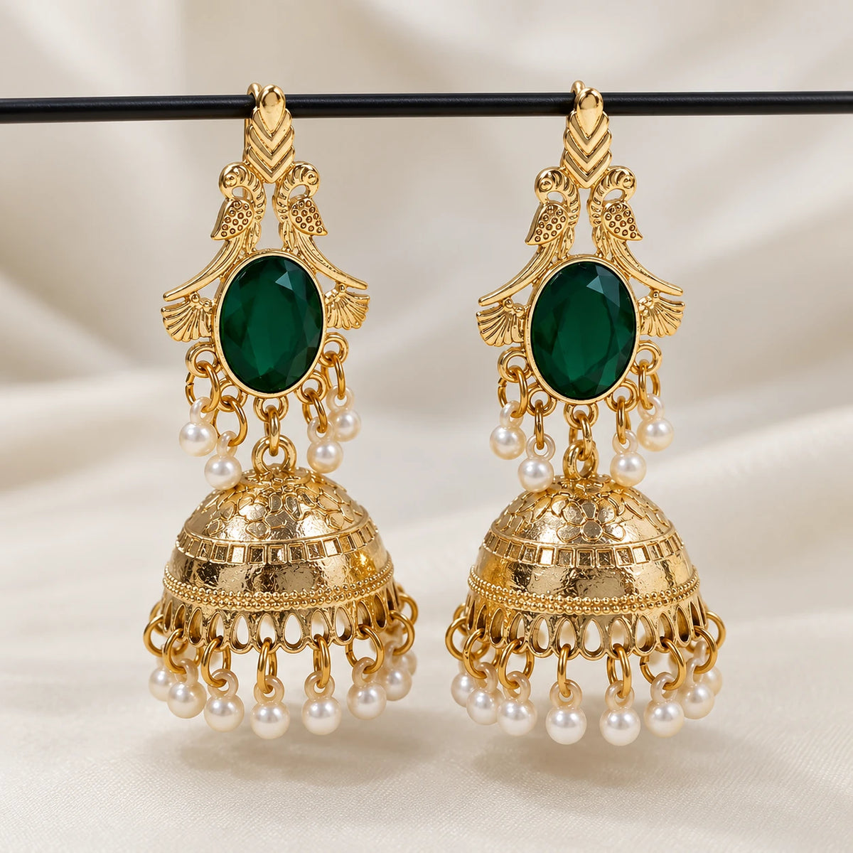 Mayura Pearl Peacock Jhumka - 3 Color