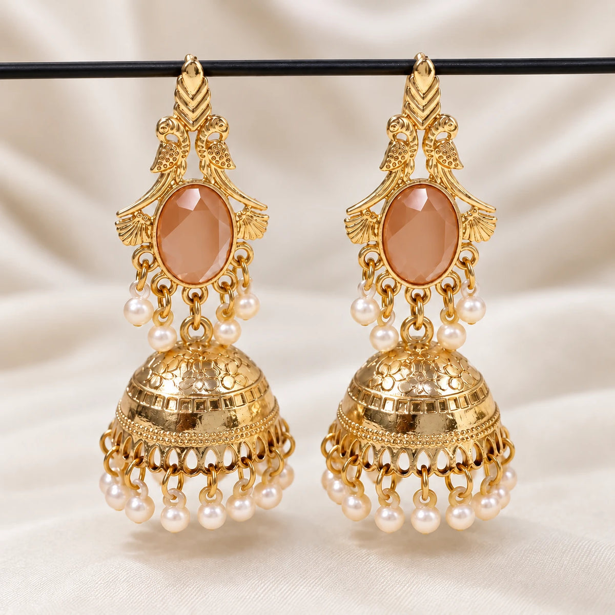 Mayura Pearl Peacock Jhumka - 3 Color