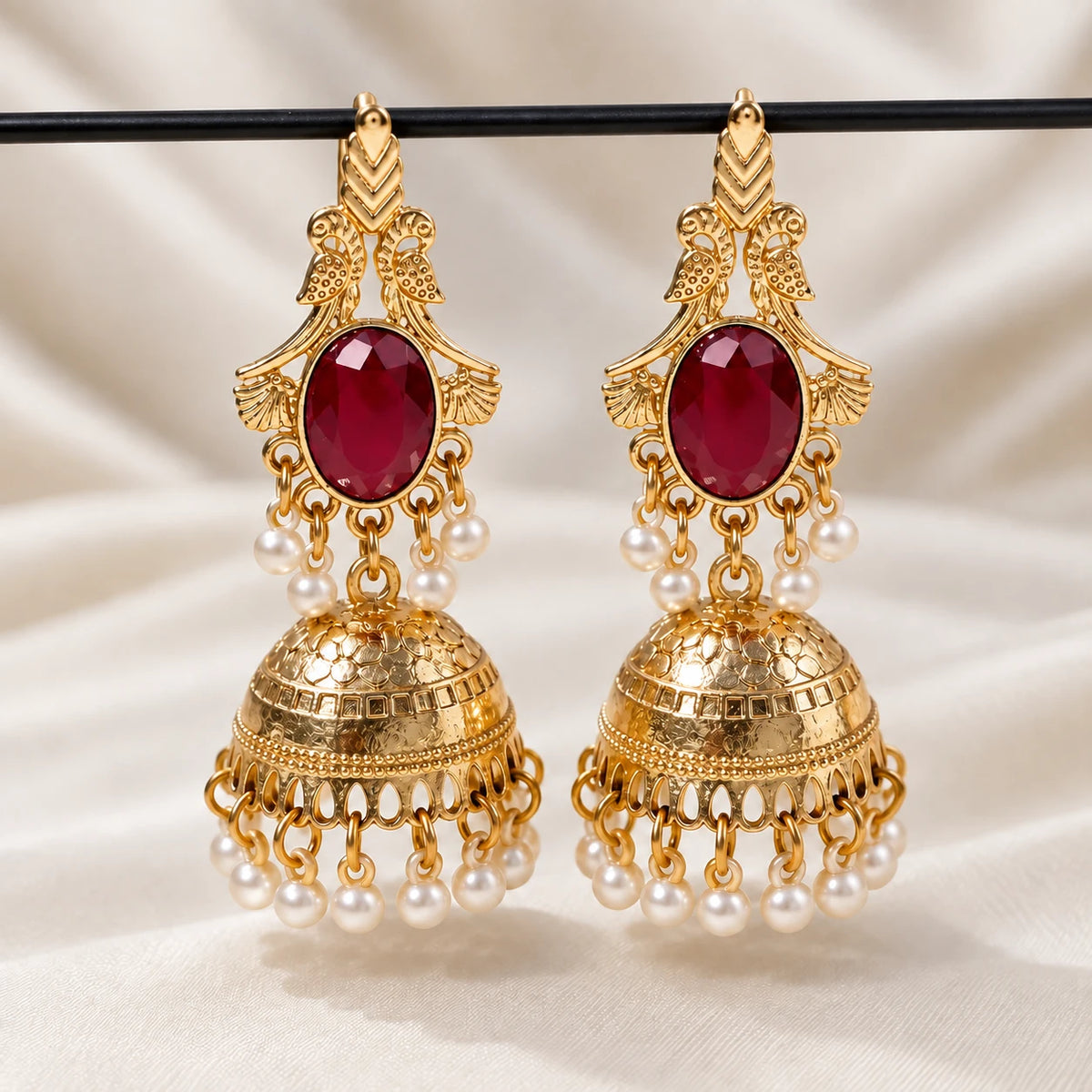 Mayura Pearl Peacock Jhumka - 3 Color