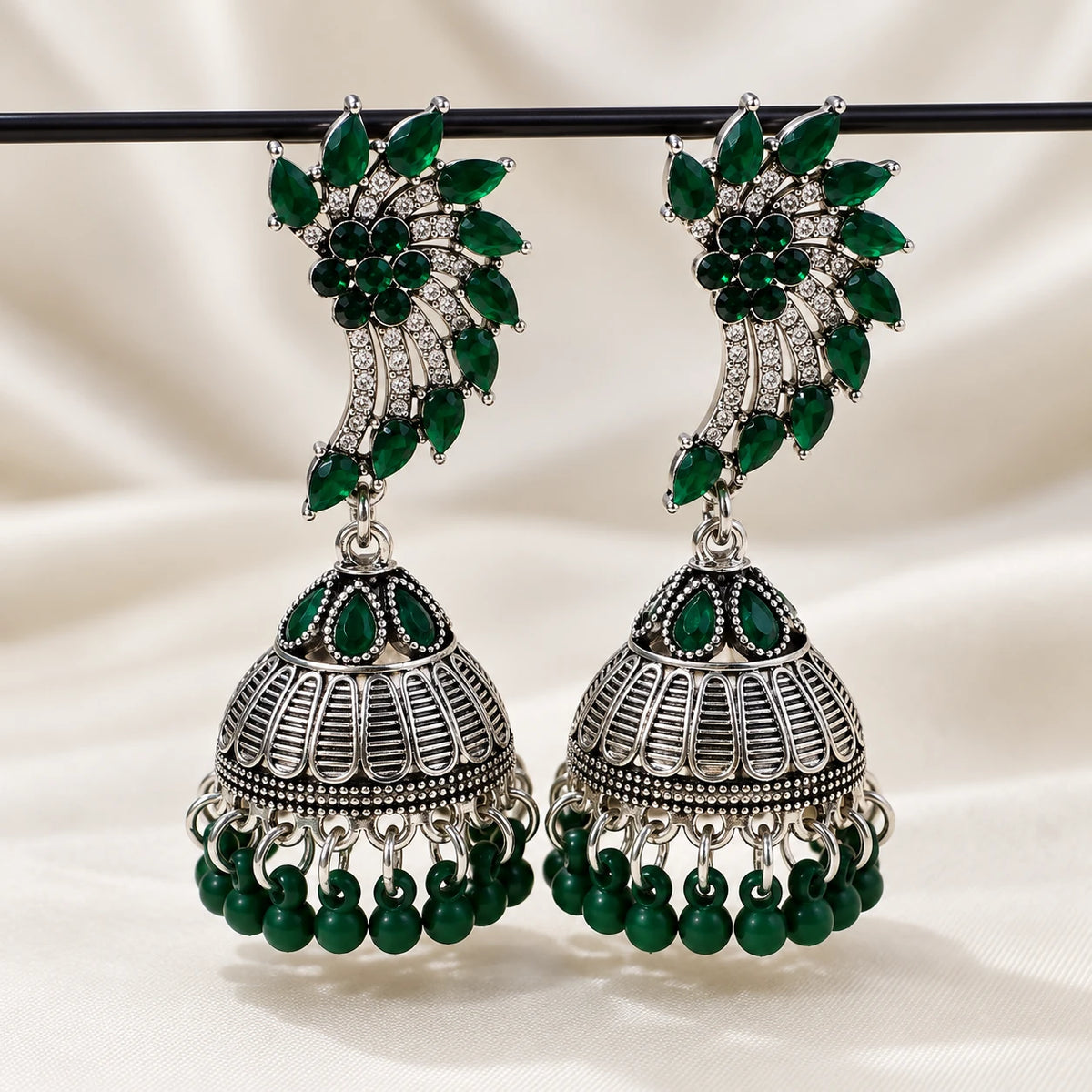 Mayura Vine Stone Jhumka - 4 Color