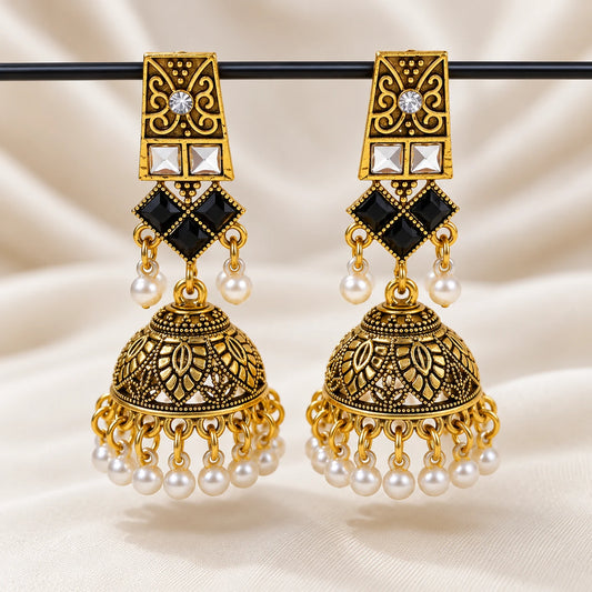 Zareen Black Pearl Jhumka