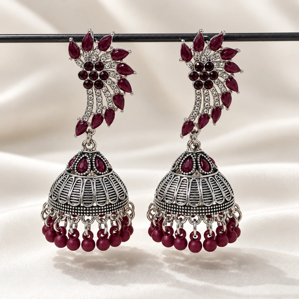 Mayura Vine Stone Jhumka - 4 Color