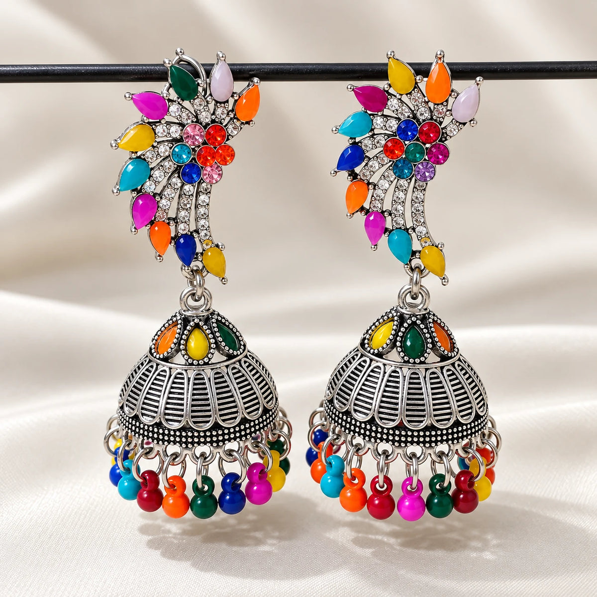 Mayura Vine Stone Jhumka - 4 Color