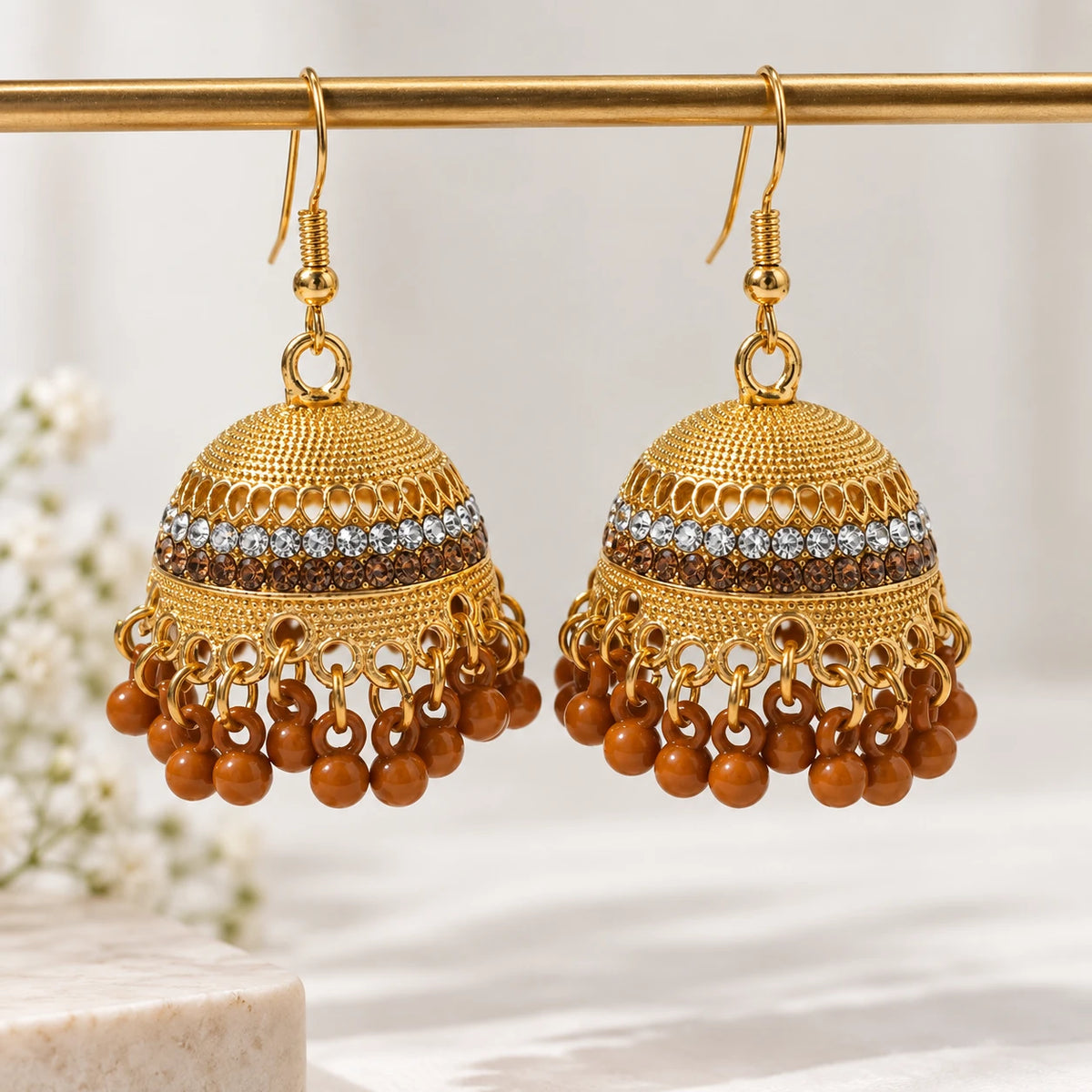 Amber Crystal Dome Jhumka