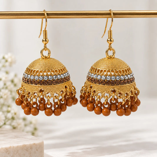 Amber Crystal Dome Jhumka