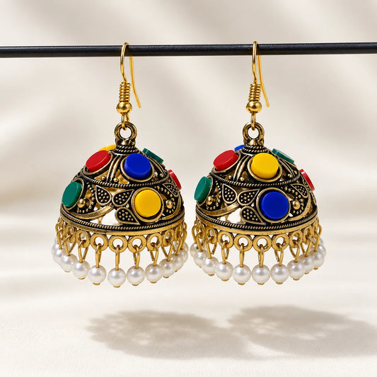 Rangoli Multicolor Pearl Jhumka