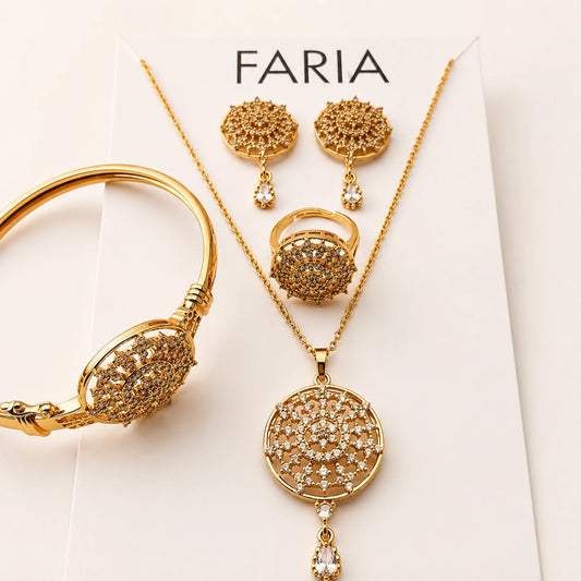 Radiant Crystal Charm Pendant Set