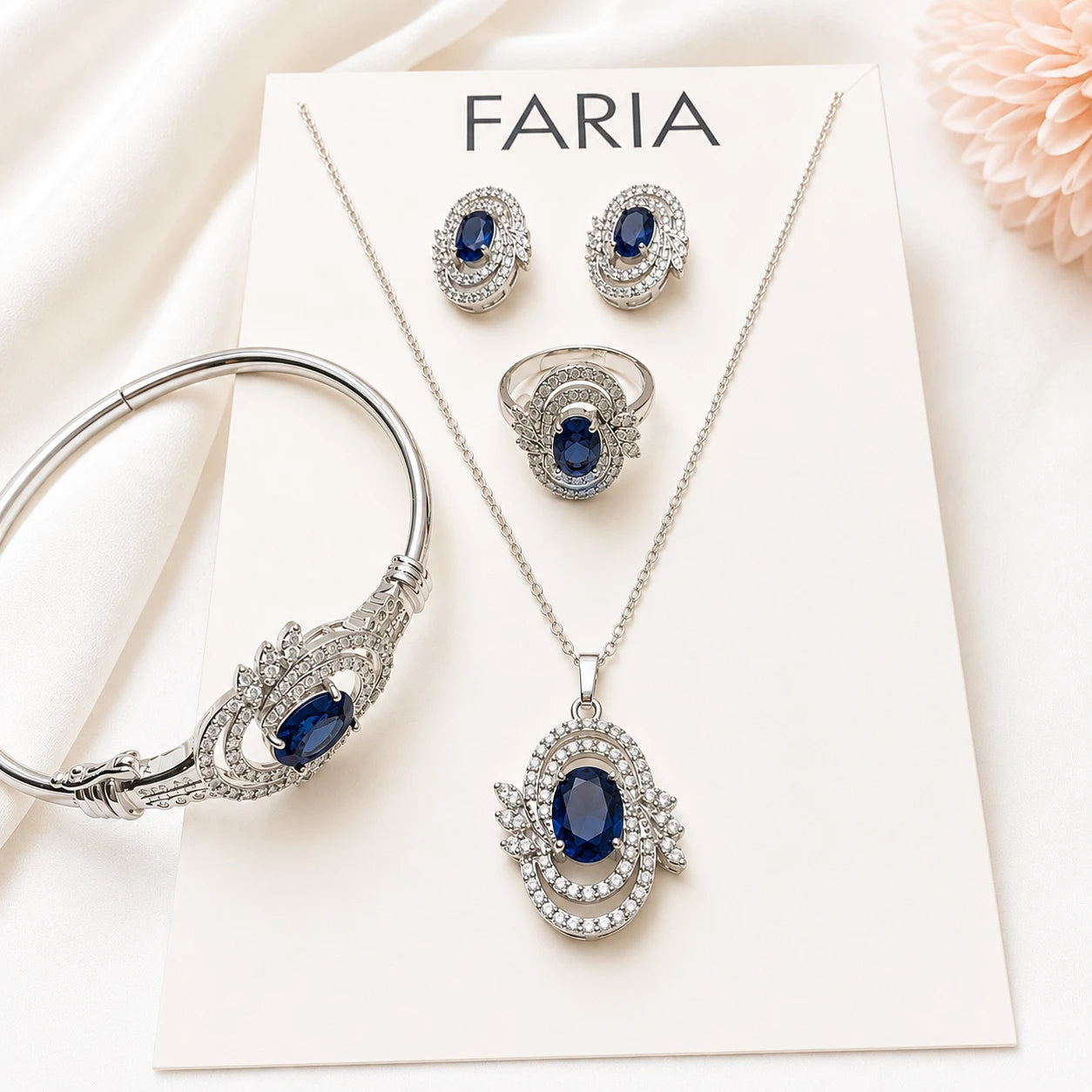 Elegant Crystal Jewelry Set - Blue