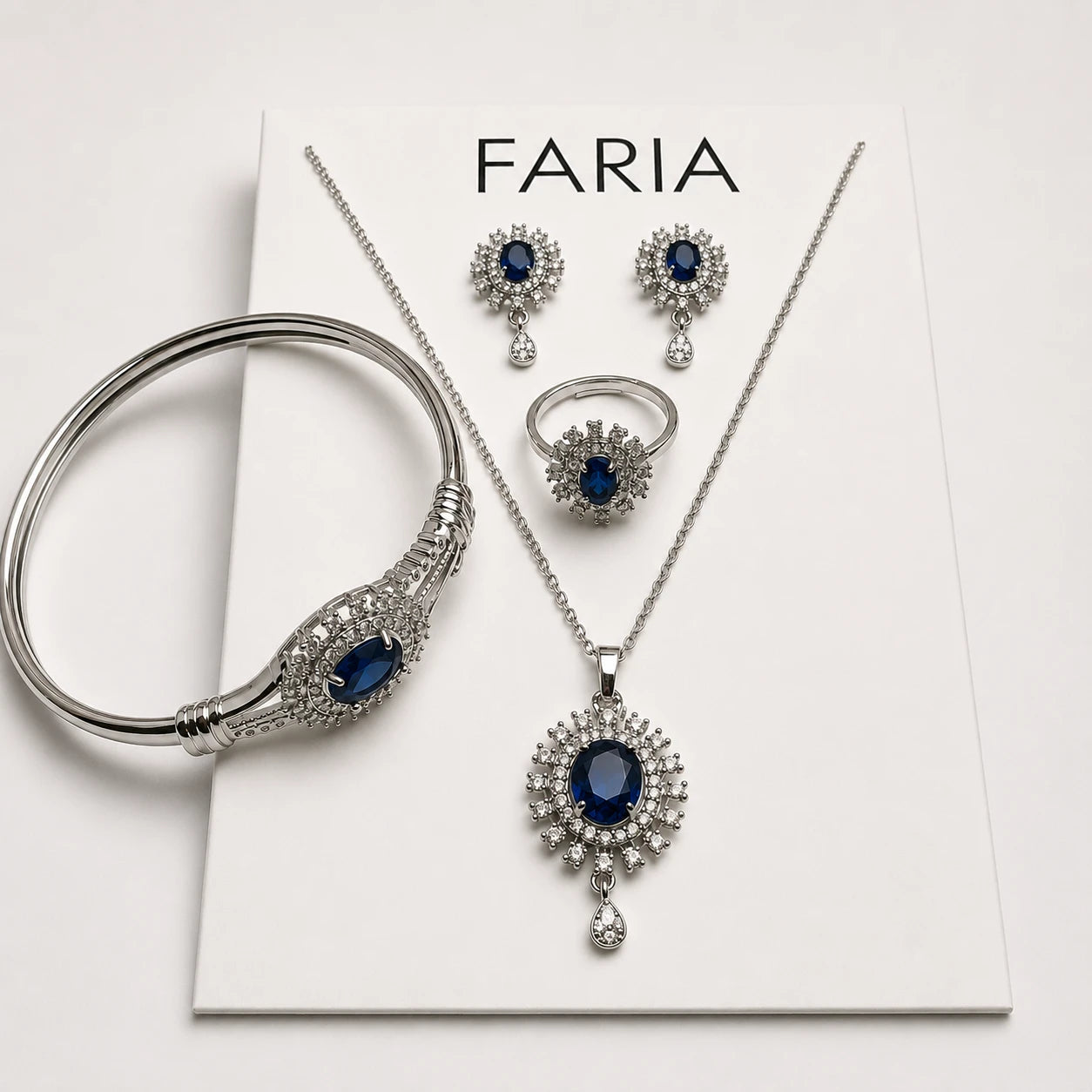 Turquoise Elegance Jewelry Set Silver - Blue