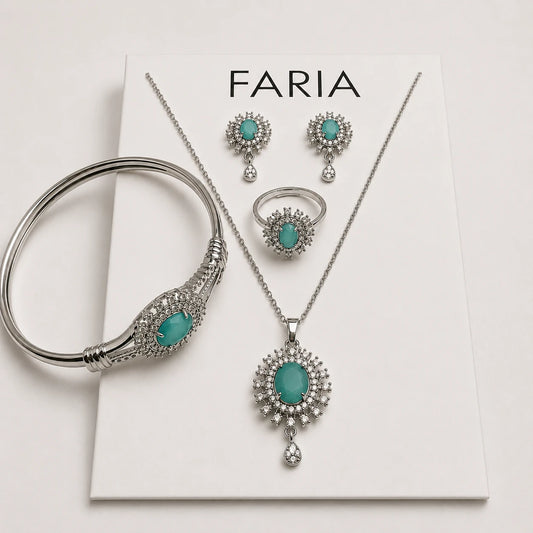 Turquoise Elegance Jewelry Set Silver - Sea Green