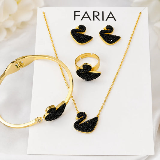 Black Swan Stainless Necklace 4 Piece