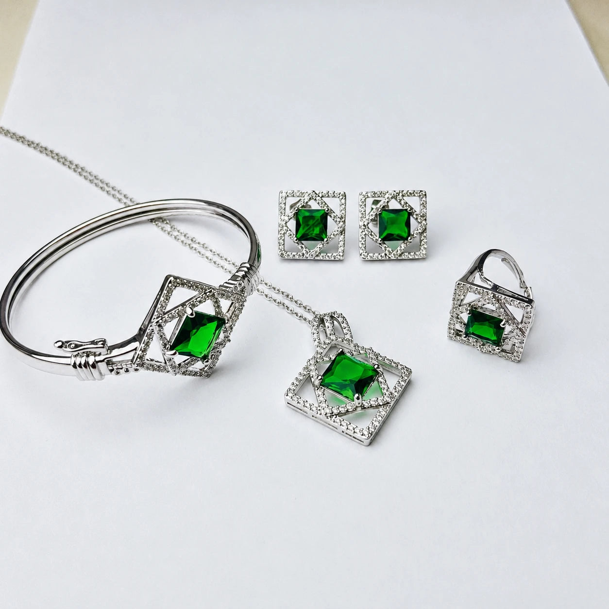 Emerald Crystal Luxe Jewelry Set