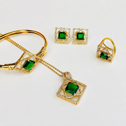Emerald Crystal Luxe Jewelry Set