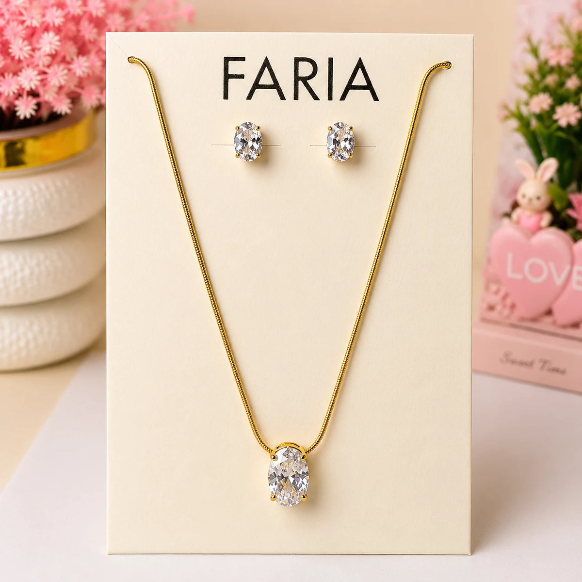 Crystal Drop Necklace & Earrings Set