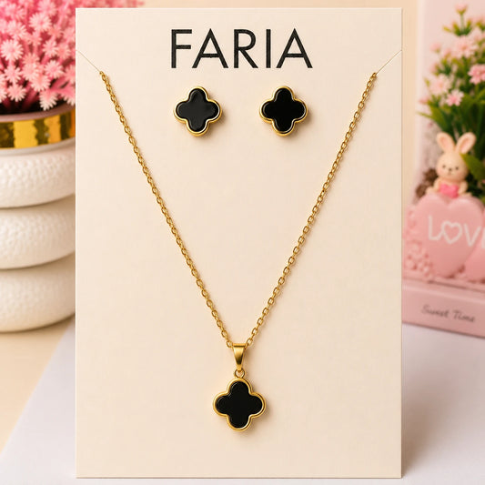 Black Clover Pendant Set Stainless