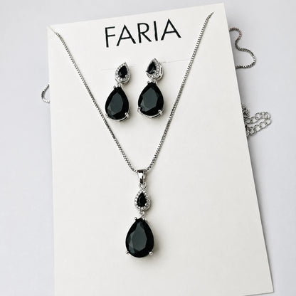 Ruby Teardrop Pendant & Earrings Set