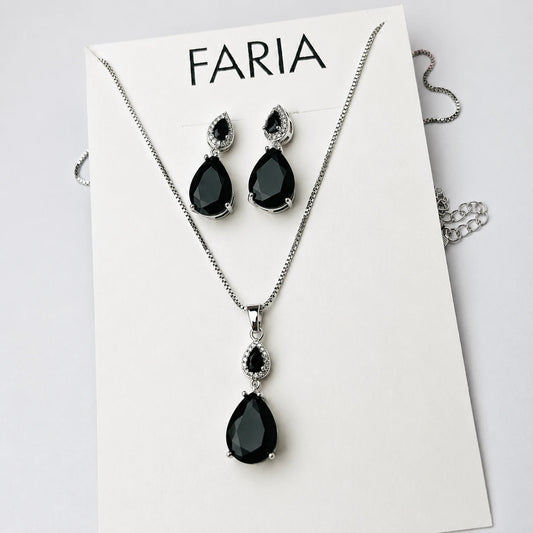 Ruby Teardrop Pendant & Earrings Set