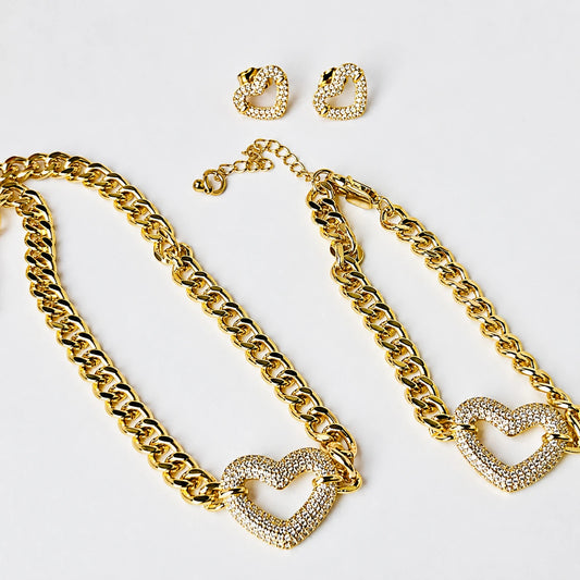 Radiant Heart Jewelry Set Stainless