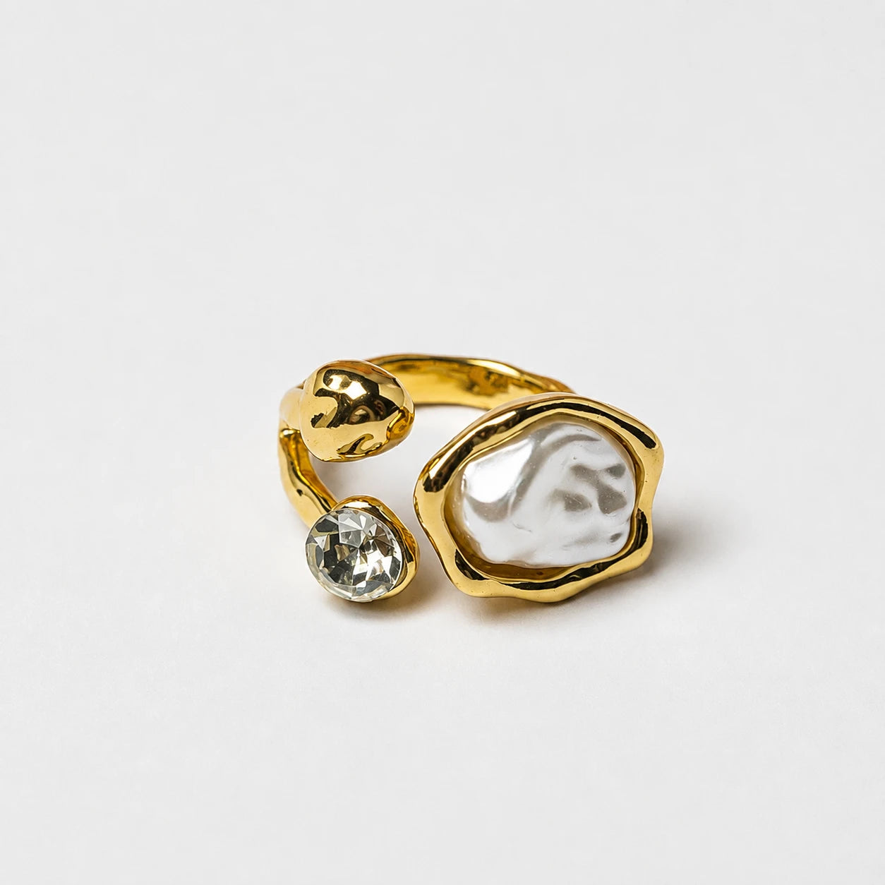 Pearl Crystal Open Ring