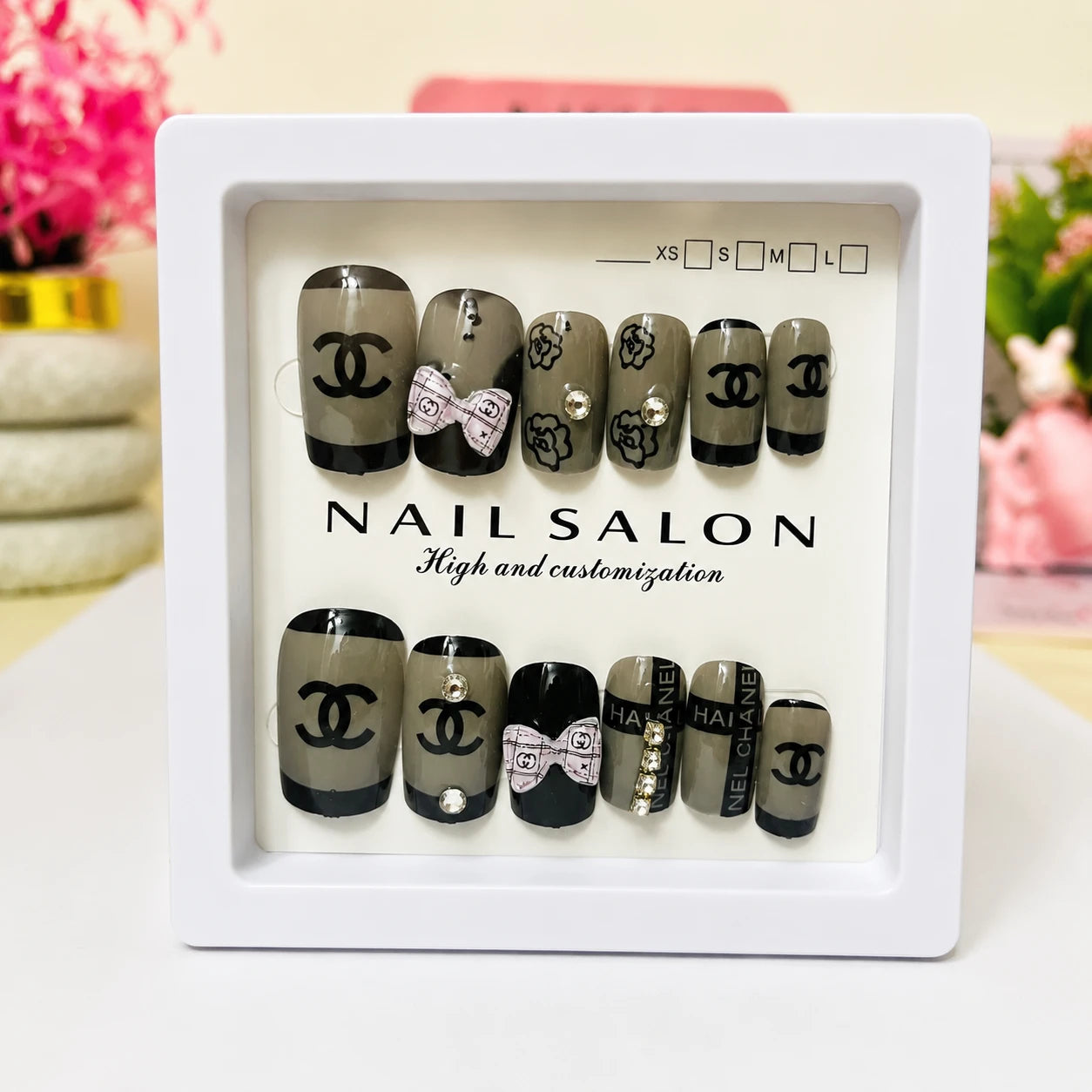 Smoky Charcoal Chic Press-On Nails