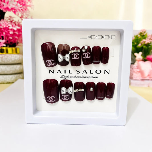 Royal Burgundy Glam Press-On Nails