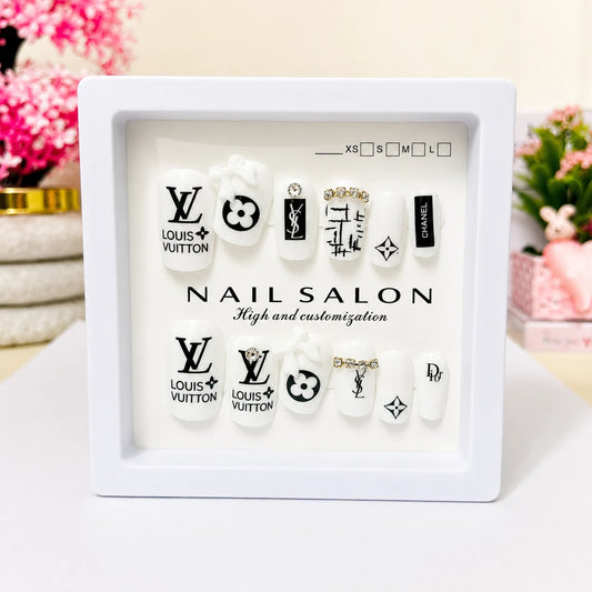 Monochrome Designer Chic Press-On Nails