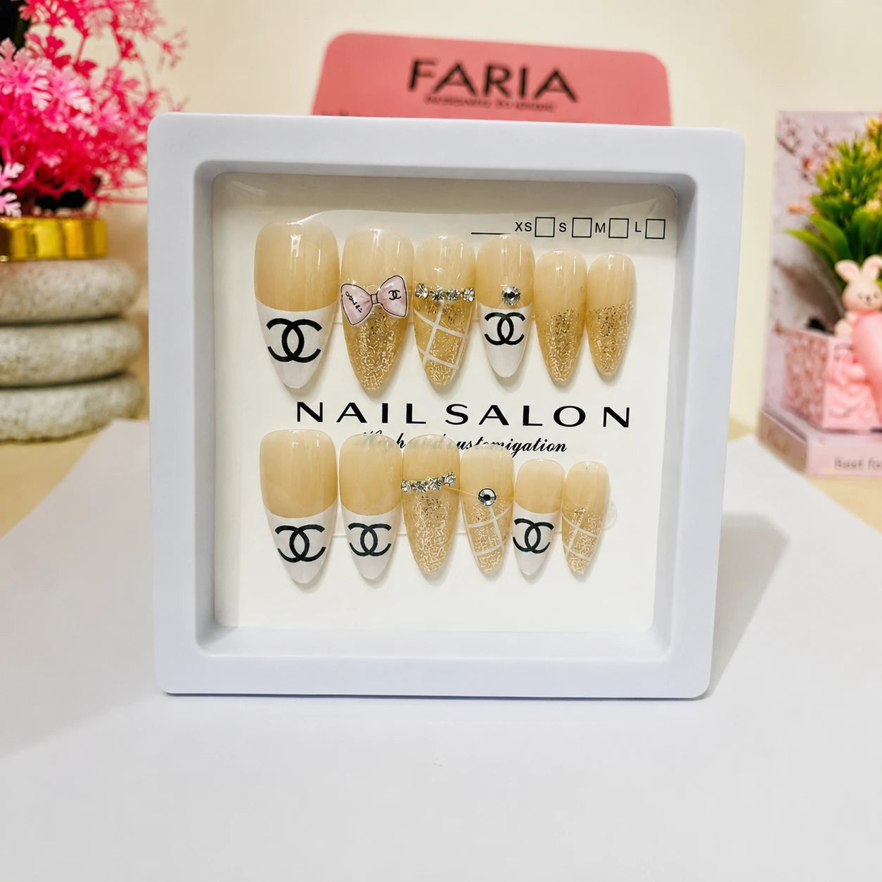 Champagne Bow Luxe Press-On Nails