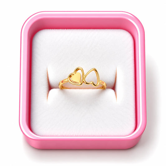 Golden Twin Hearts Infinity Ring